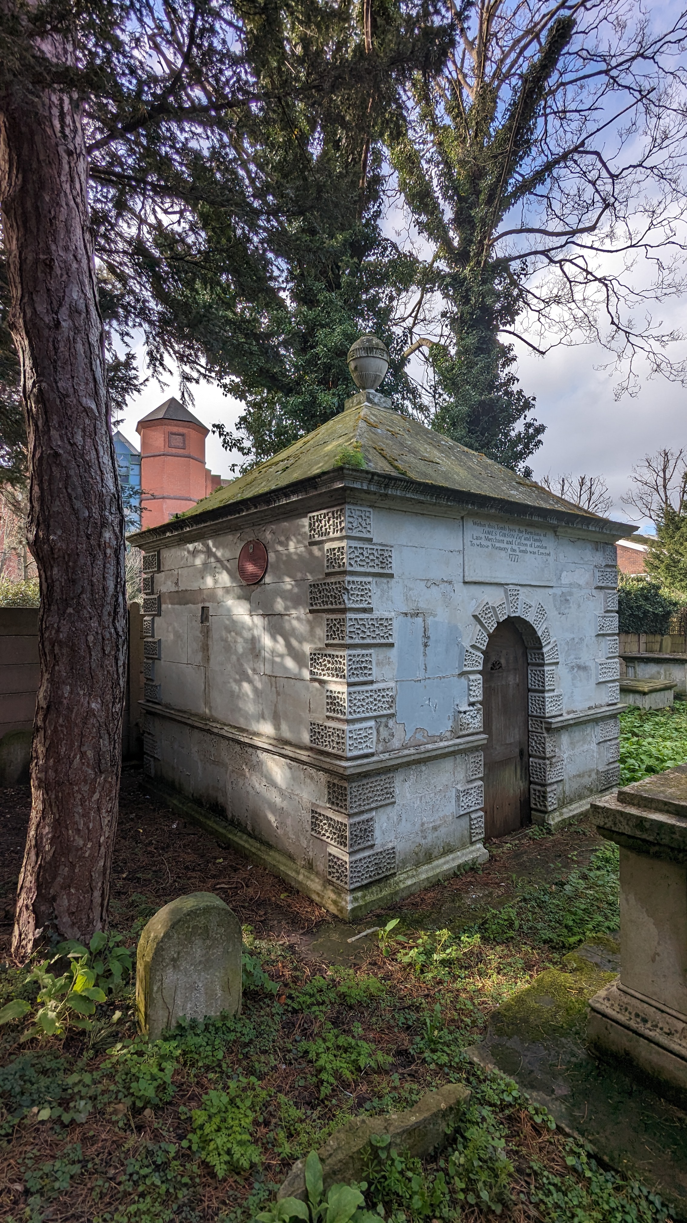 Gibson Mausoleum, exterior, 2024
